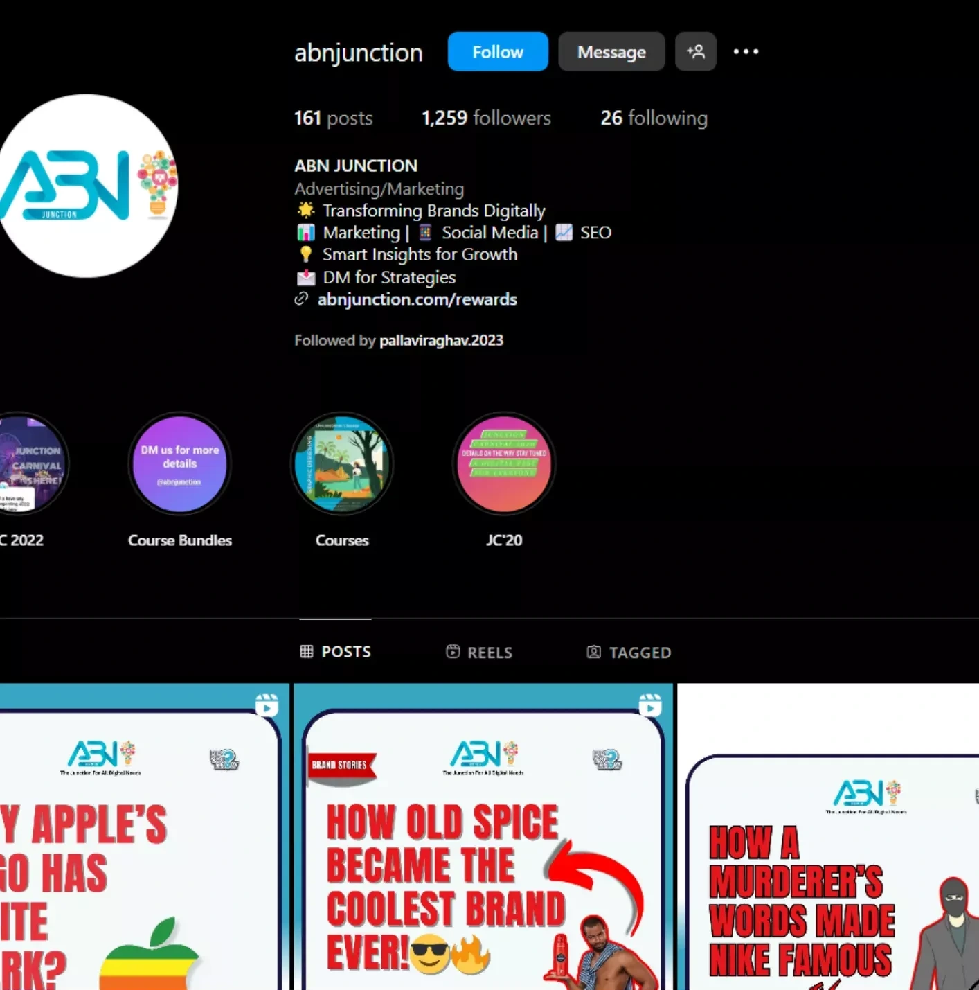 Instagram profile of @abnjunction